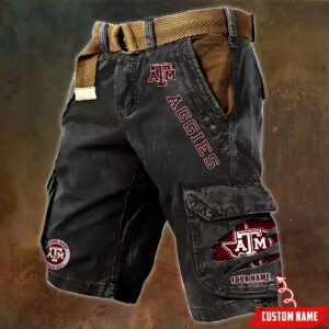 Texas A&M Aggies NCAA Pocket Print Cargo Shorts V2 Custom Name MCS1032