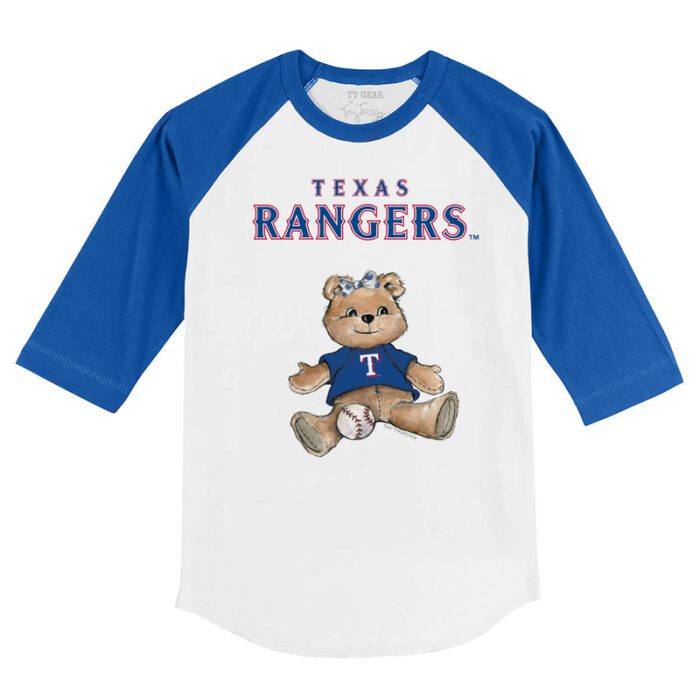 Texas Rangers Girl Teddy 3/4 Royal Blue Sleeve Raglan Shirt