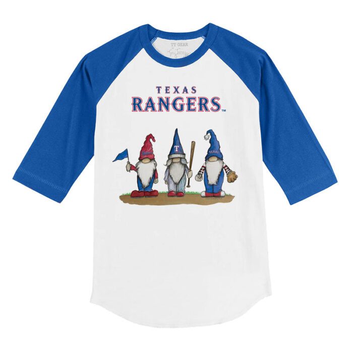 Texas Rangers Gnomes 3/4 Royal Blue Sleeve Raglan Shirt