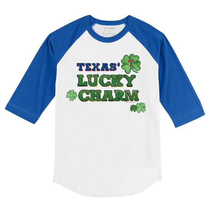 Texas Rangers Lucky Charm 3/4 Royal Blue Sleeve Raglan Shirt