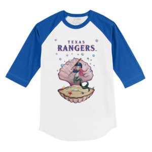 Texas Rangers Mermaid 3/4 Royal Blue Sleeve Raglan Shirt