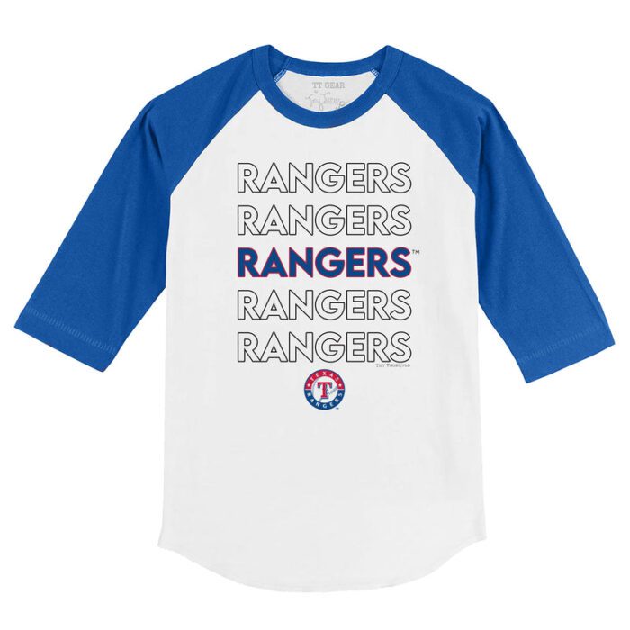 Texas Rangers Stacked 3/4 Royal Blue Sleeve Raglan Shirt