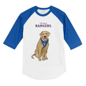 Texas Rangers Yellow Labrador Retriever 3/4 Royal Blue Sleeve Raglan Shirt
