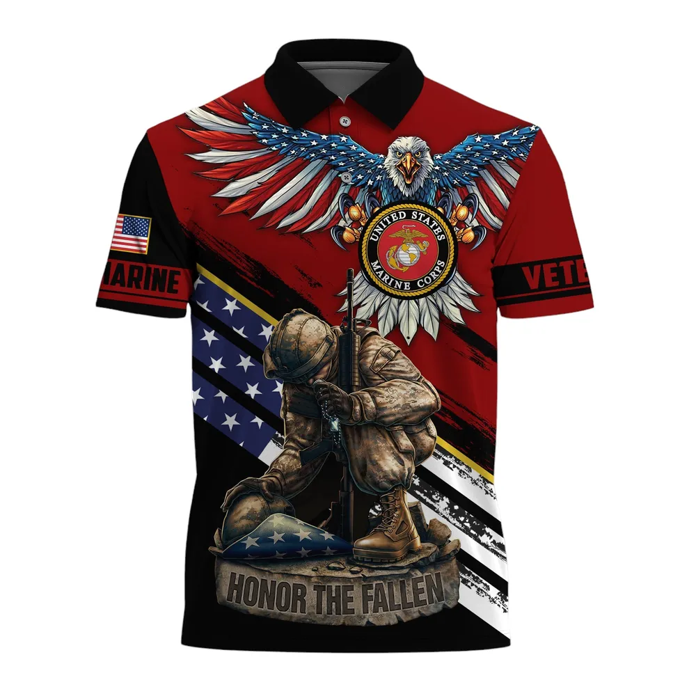 The United States Marine Corps Short Polo Shirts American Veterans Honoring All Who Served Shirt PLK1652