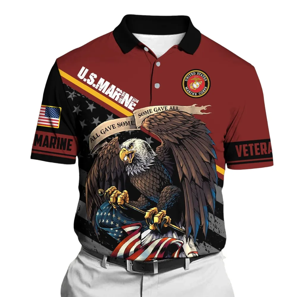 The United States Marine Corps Short Polo Shirts American Veterans Honoring All Who Served Shirt PLK1653