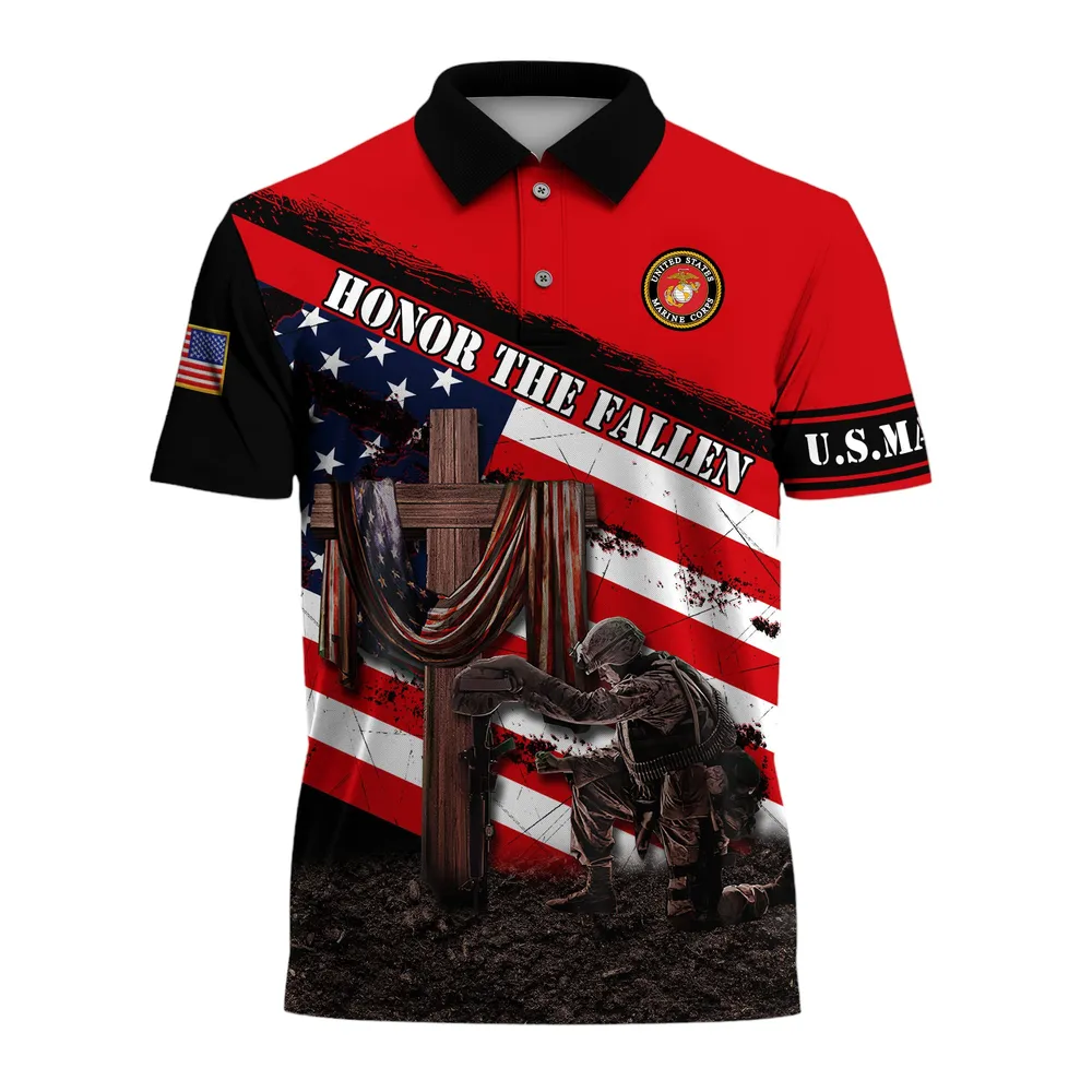 The United States Marine Corps Short Polo Shirts American Veterans Honoring All Who Served Shirt PLK1657