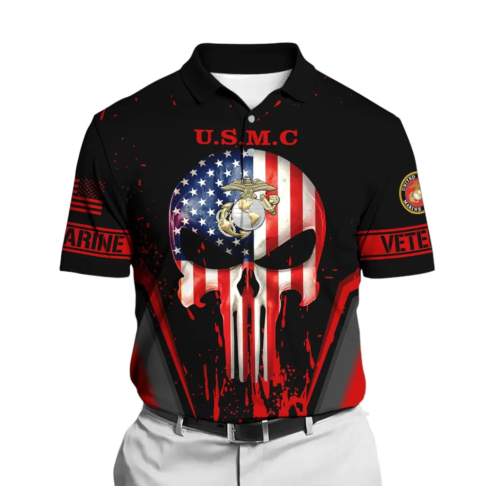 The United States Marine Corps Short Polo Shirts American Veterans Honoring All Who Served Shirt PLK1658