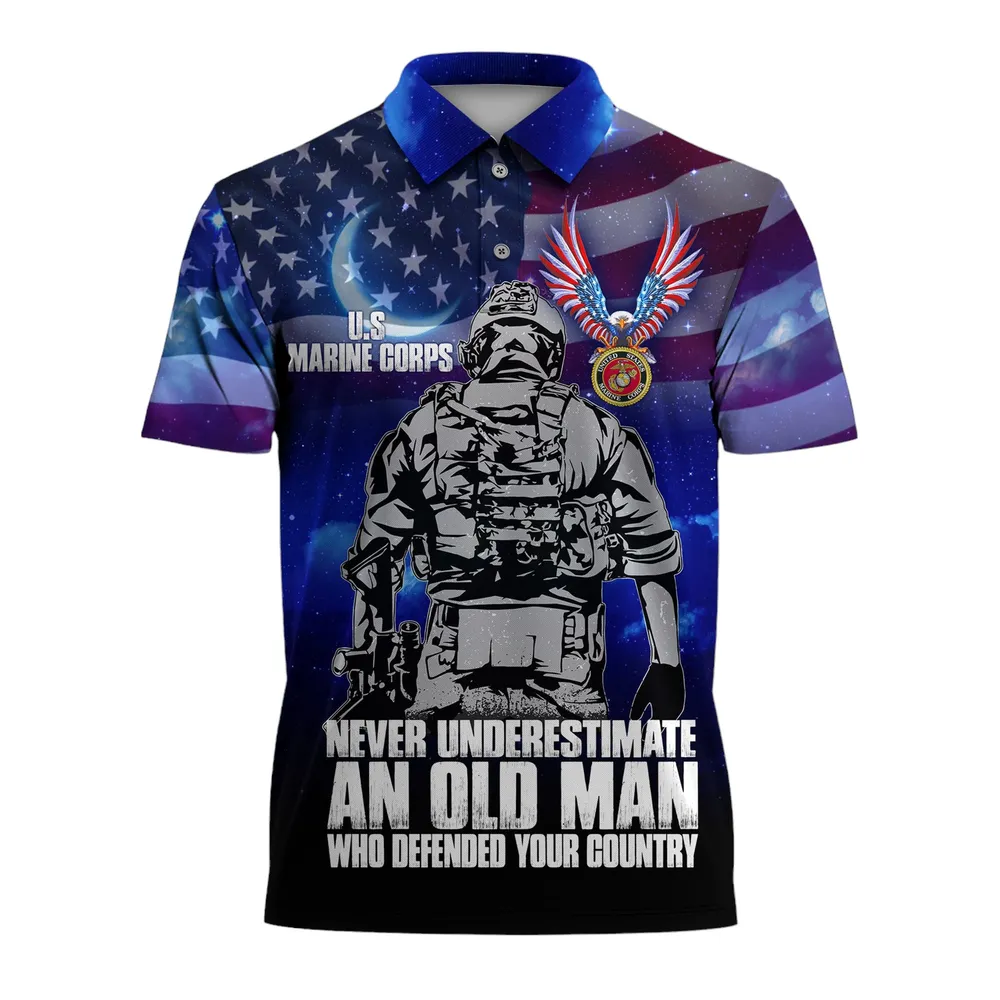 The United States Marine Corps Short Polo Shirts American Veterans Honoring All Who Served Shirt PLK1659