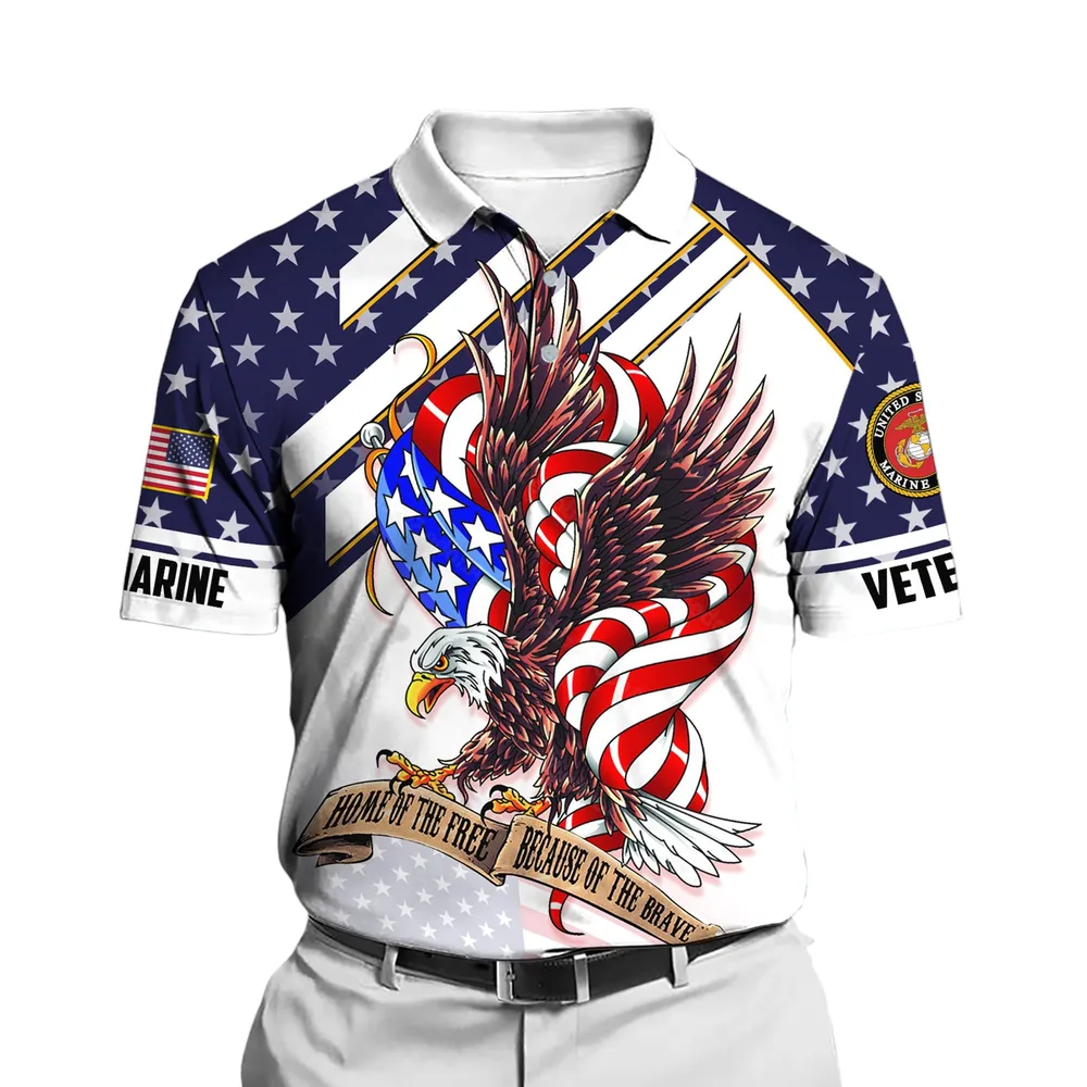 The United States Marine Corps Short Polo Shirts American Veterans Honoring All Who Served Shirt PLK1666