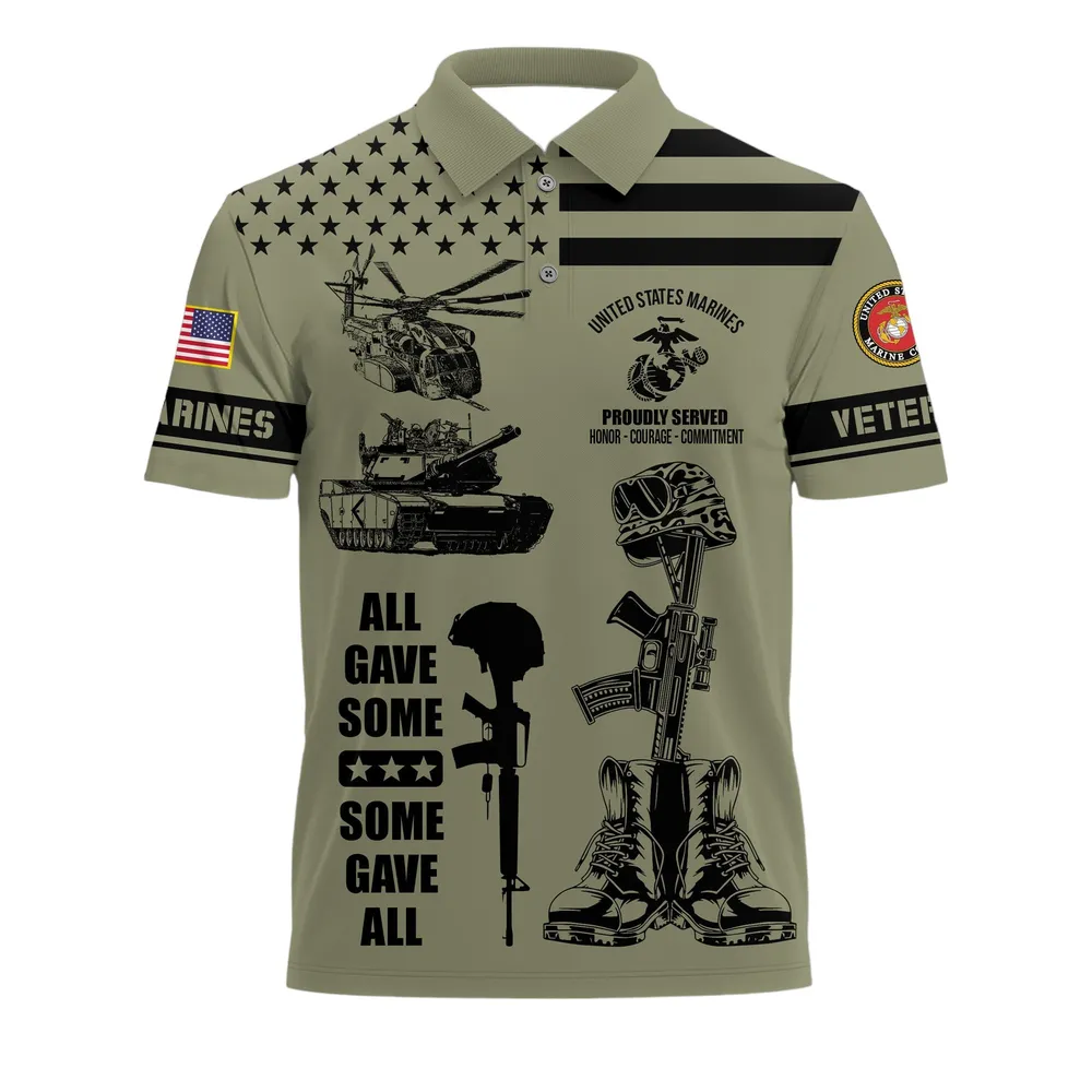 The United States Marine Corps Short Polo Shirts American Veterans Honoring All Who Served Shirt PLK1667
