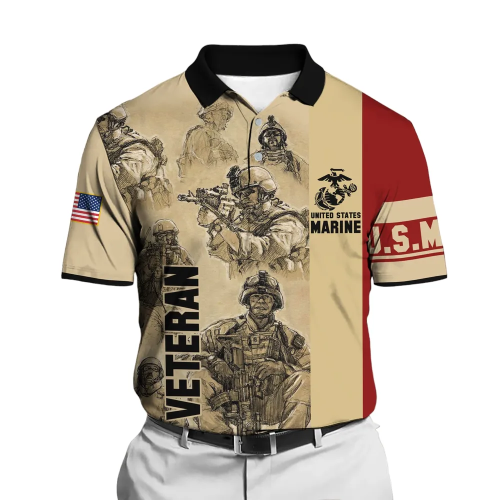 The United States Marine Corps Short Polo Shirts Remember Honor Respect Honoring All Who Served Shirt PLK1635