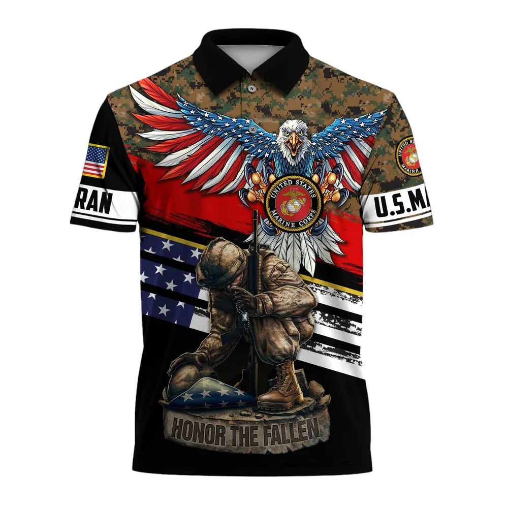 The United States Marine Corps Short Polo Shirts Remember Honor Respect Honoring All Who Served Shirt PLK1638