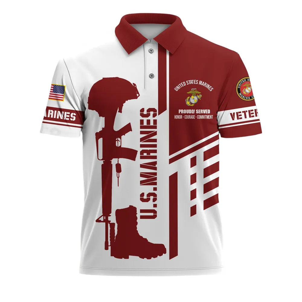 The United States Marine Corps Short Polo Shirts Remember Honor Respect Honoring All Who Served Shirt PLK1639