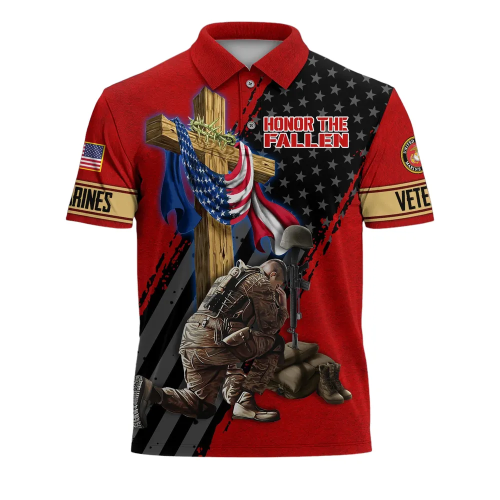 The United States Marine Corps Short Polo Shirts Remember Honor Respect Honoring All Who Served Shirt PLK1644