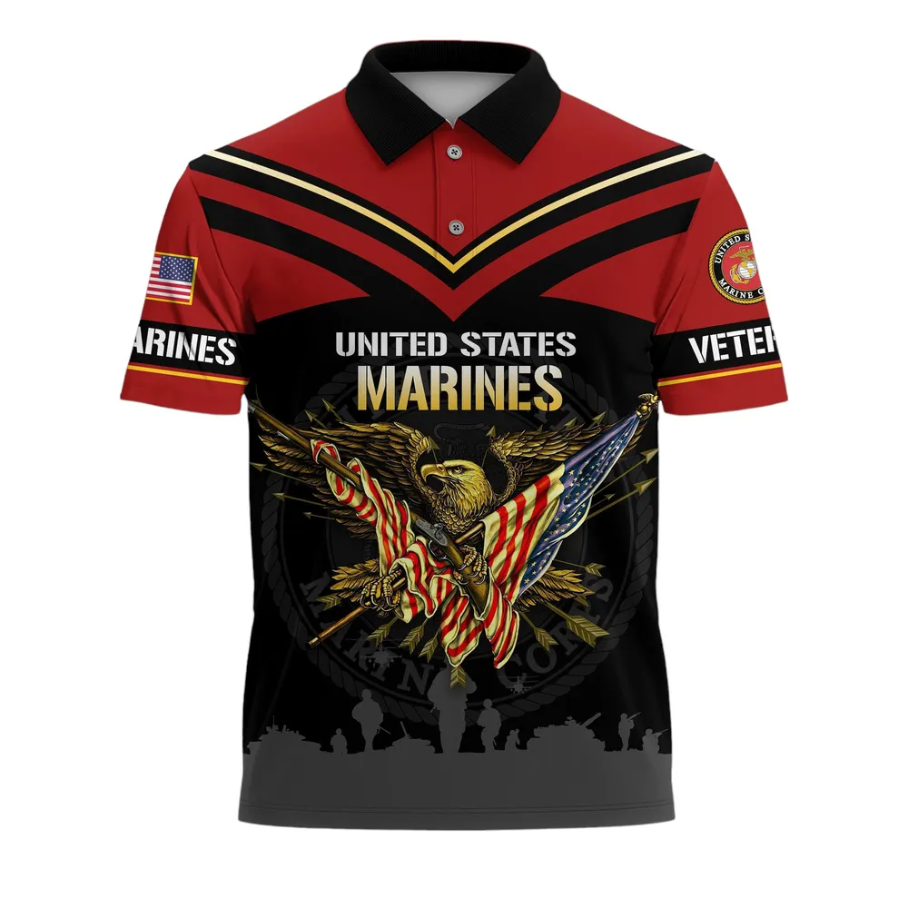 The United States Marine Corps Short Polo Shirts Remember Honor Respect Honoring All Who Served Shirt PLK1648