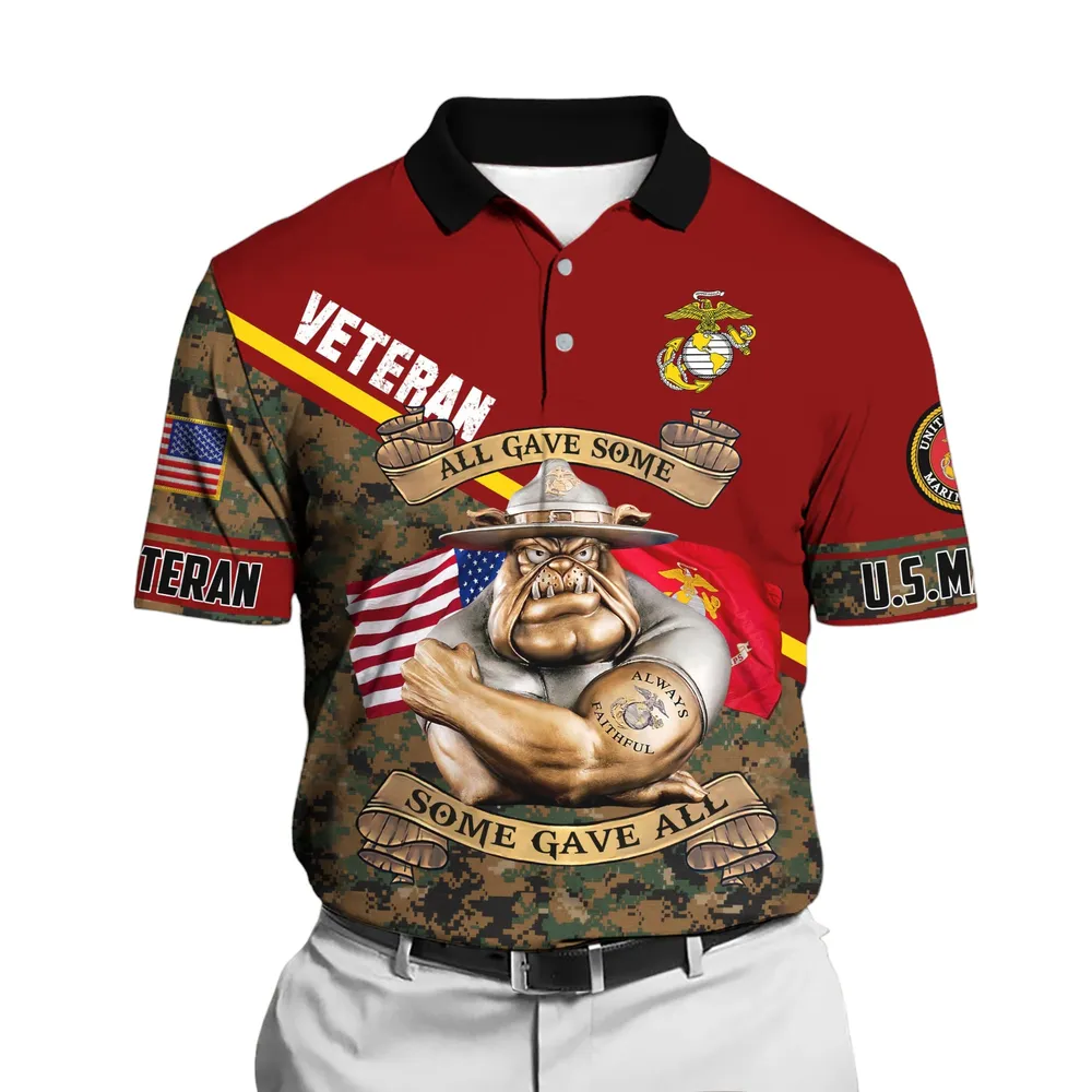 The United States Marine Corps Short Polo Shirts U.S. Veterans Honoring All Who Served Shirt PLK1623