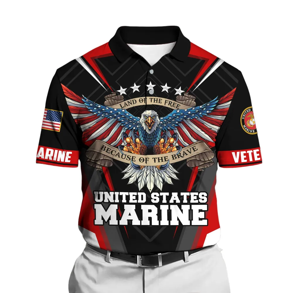 The United States Marine Corps Short Polo Shirts U.S. Veterans Honoring All Who Served Shirt PLK1627