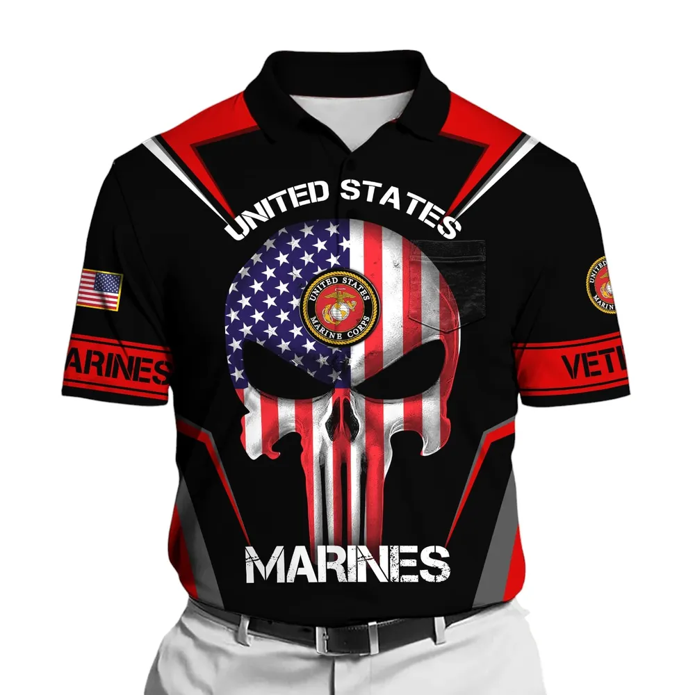 The United States Marine Corps Short Polo Shirts U.S. Veterans Honoring All Who Served Shirt PLK1628