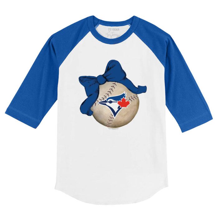 Toronto Blue Jays Baseball Bow 3/4 Royal Blue Sleeve Raglan Shirt