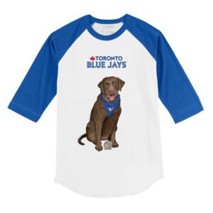 Toronto Blue Jays Chocolate Labrador Retriever 3/4 Royal Blue Sleeve Raglan Shirt