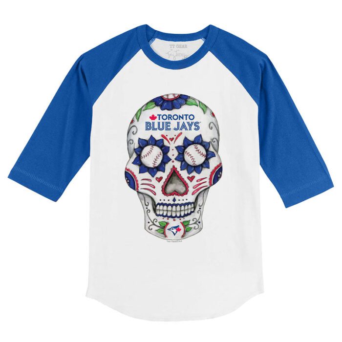 Toronto Blue Jays Sugar Skull 3/4 Royal Blue Sleeve Raglan Shirt