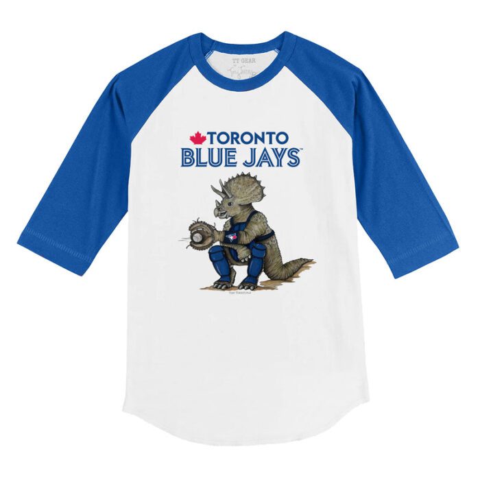 Toronto Blue Jays Triceratops 3/4 Royal Blue Sleeve Raglan Shirt