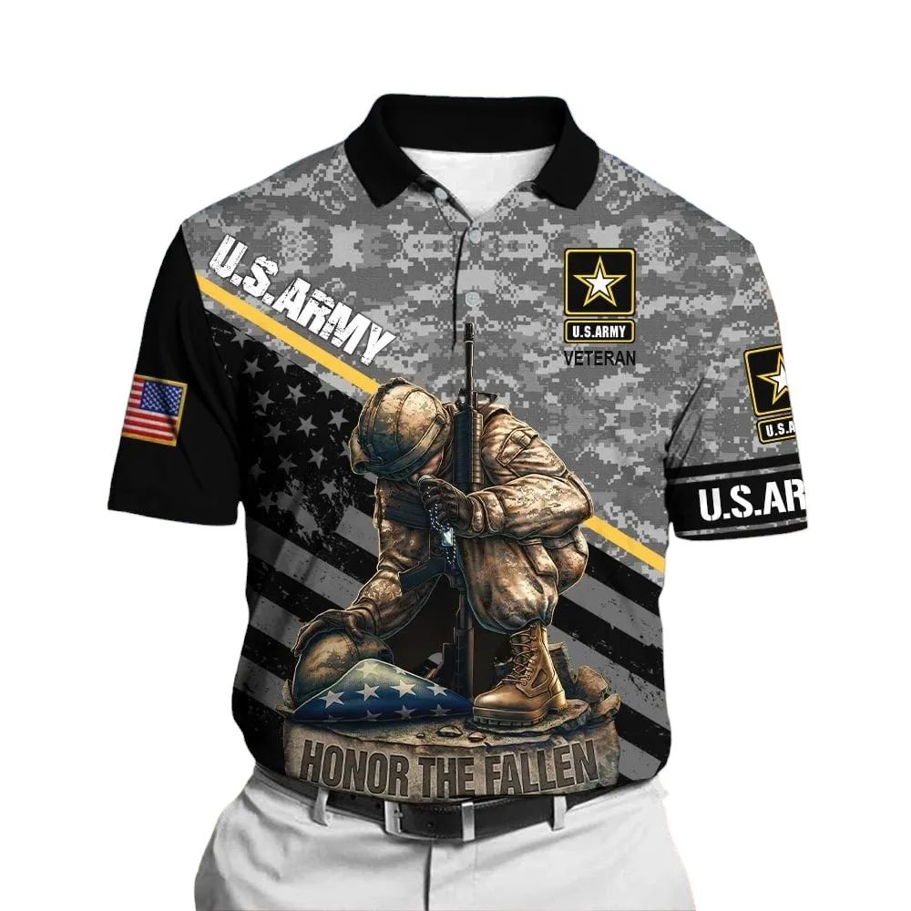 U.S. Army Short Polo Shirts Honoring All Who Served Remember Honor Respect Veteran Day PLK1695