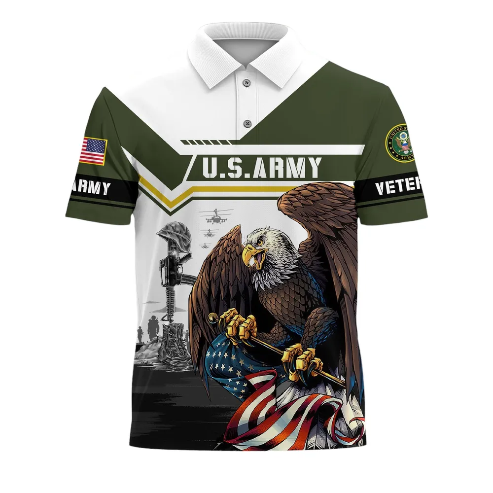 U.S. Army Short Polo Shirts Honoring All Who Served Remember Honor Respect Veteran Day PLK1708
