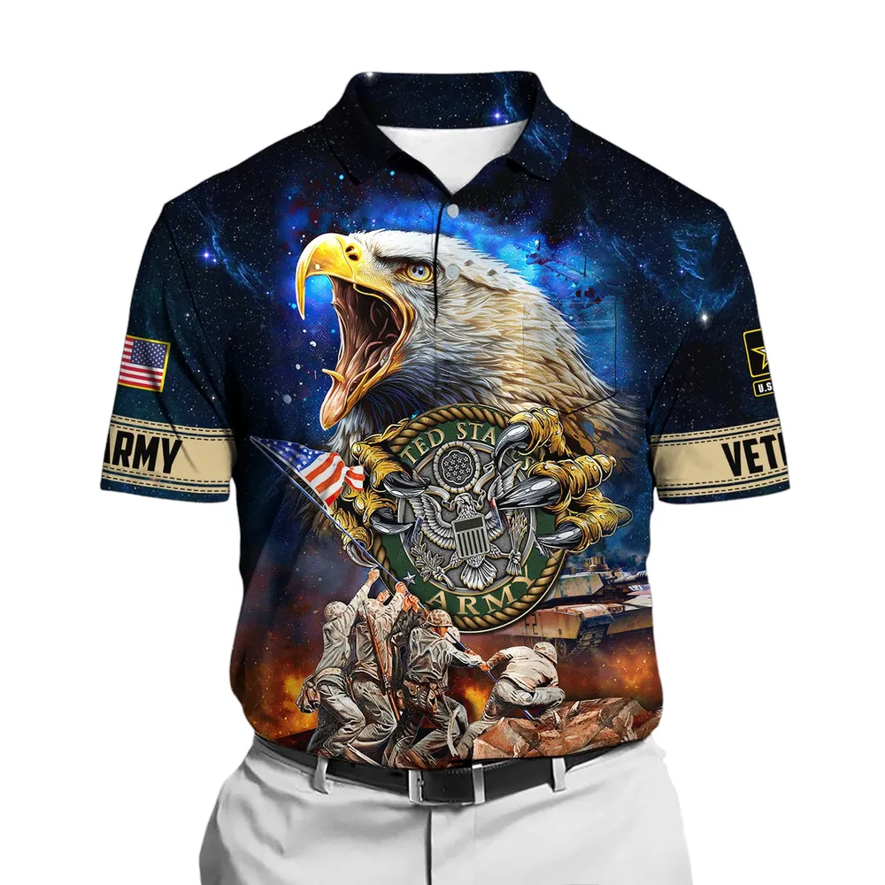 U.S. Army Short Polo Shirts Honoring All Who Served Remember Honor Respect Veteran Day PLK1713