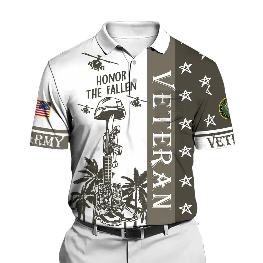 U.S. Army Short Polo Shirts Honoring All Who Served Remember Honor Respect Veteran Day PLK1715