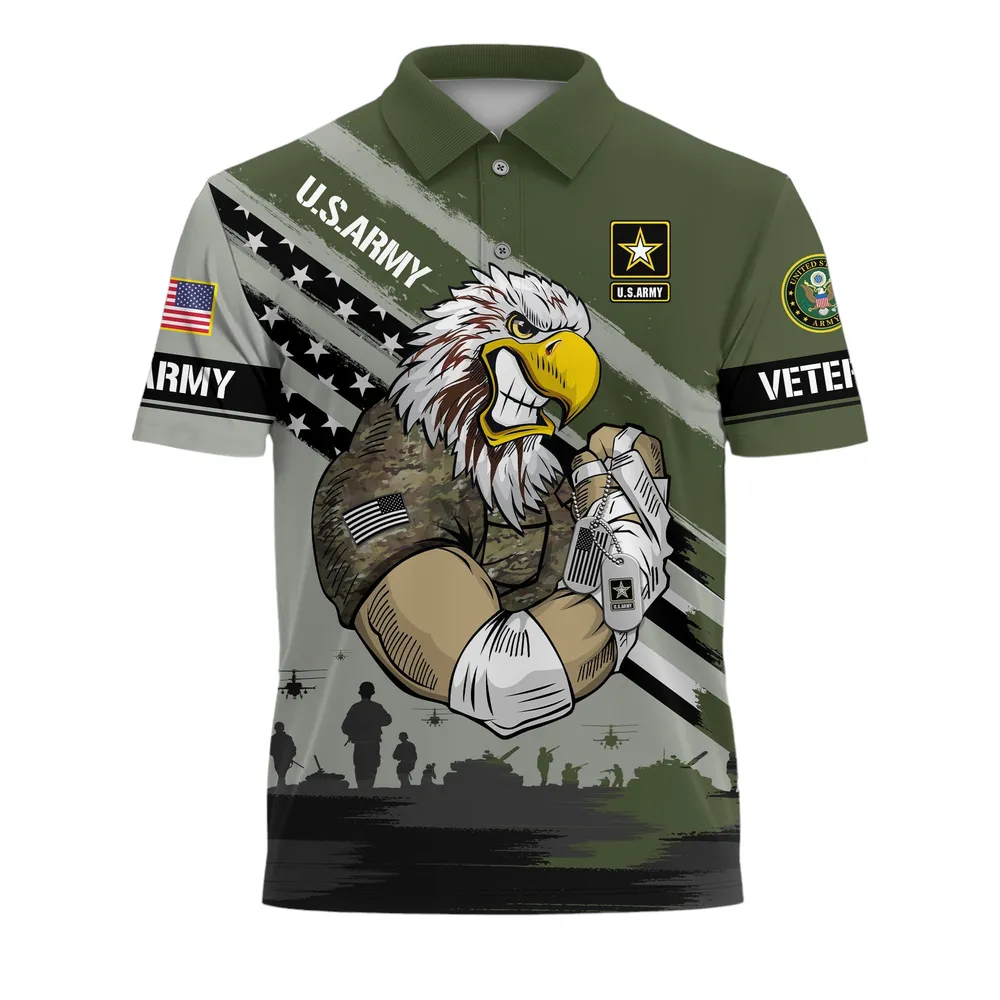 U.S. Army Short Polo Shirts Honoring All Who Served Remember Honor Respect Veteran Day PLK1719