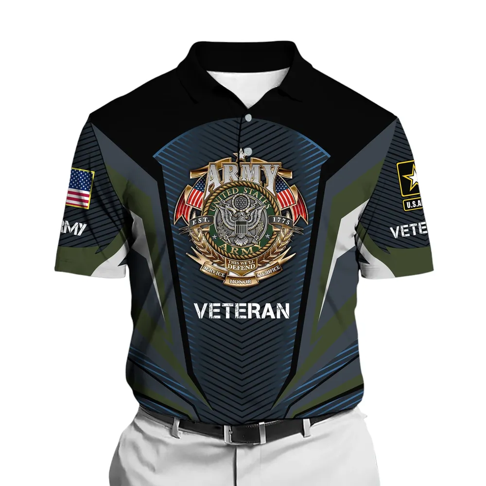 U.S. Army Short Polo Shirts Honoring All Who Served Remember Honor Respect Veteran Day PLK1721