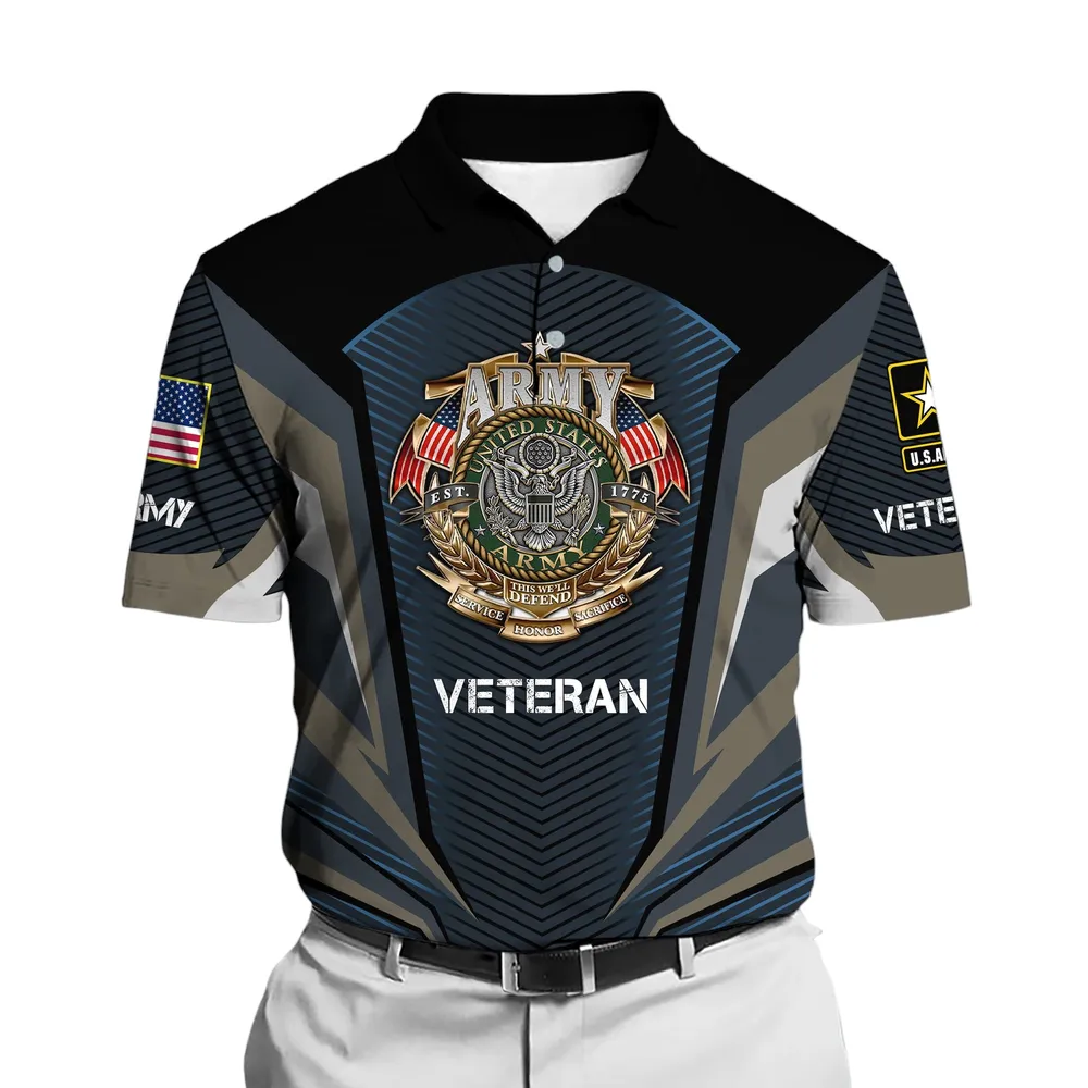 U.S. Army Short Polo Shirts Honoring All Who Served Remember Honor Respect Veteran Day PLK1722