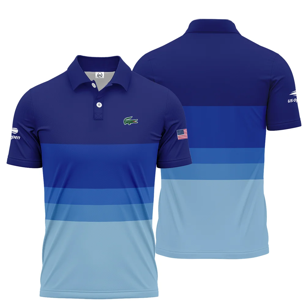 US Open Tennis Blue Gradient Background Lacoste Polo Shirt Style Classic PLK1200