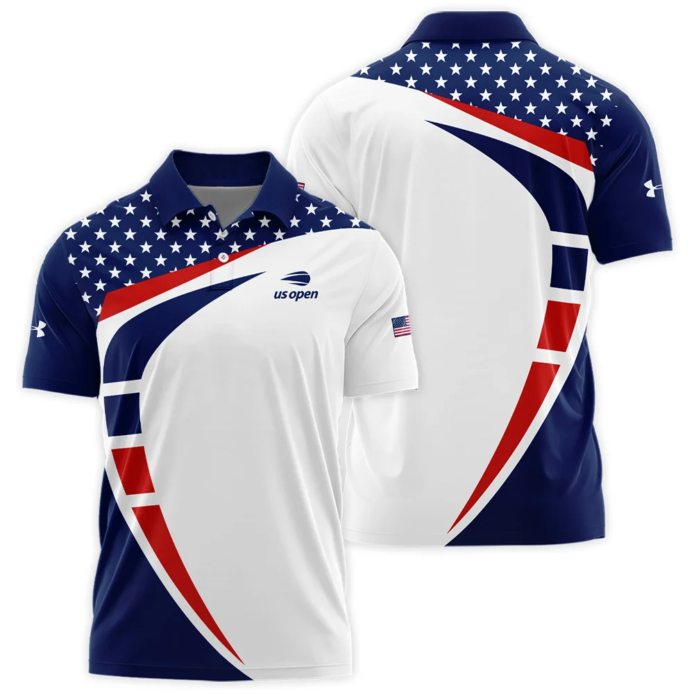 US Open Tennis Champions Blue Red Star White Under Armour Performance Polo Shirt PLK1354