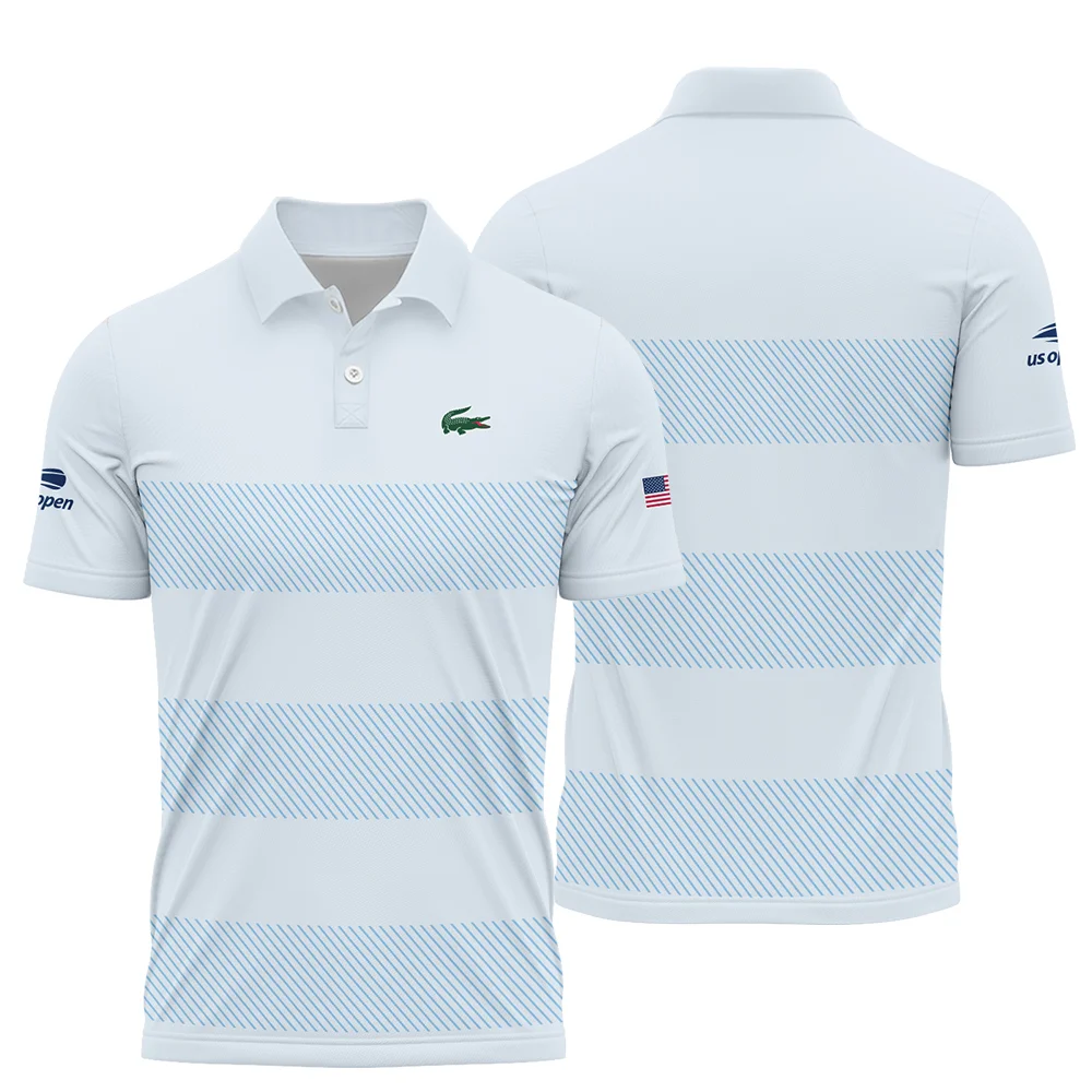 US Open Tennis Light Blue Background Line Lacoste Polo Shirt Style Classic PLK1047