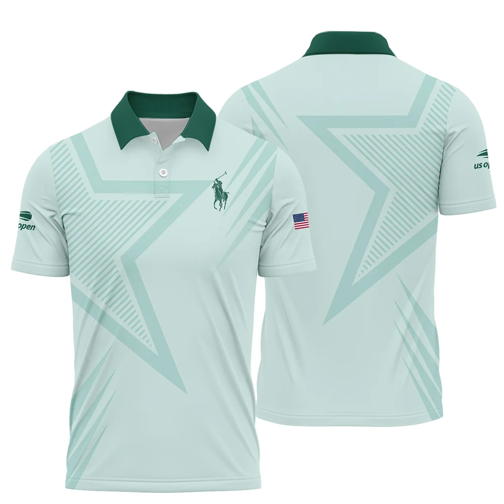 US Open Tennis Ralph Lauren Green Pastel Background Star Line Pattern Polo Shirt Style Classic PLK1035