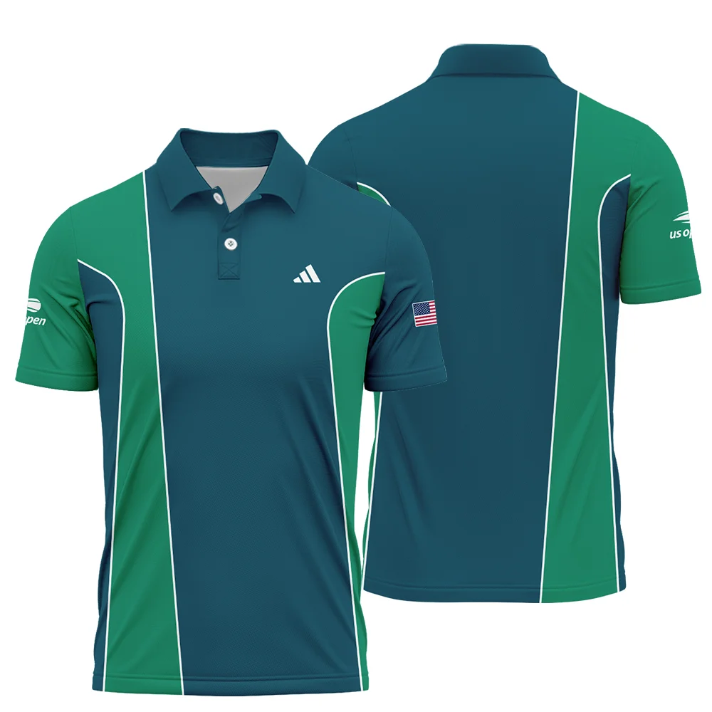 Very Dark Cyan Green Background US Open Tennis Adidas Polo Shirt Style Classic PLK1006
