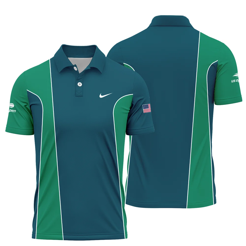 Very Dark Cyan Green Background US Open Tennis Nike Polo Shirt Style Classic PLK1007