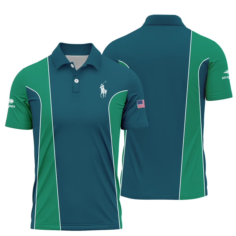 Very Dark Cyan Green Background US Open Tennis Ralph Lauren Polo Shirt Style Classic PLK1004