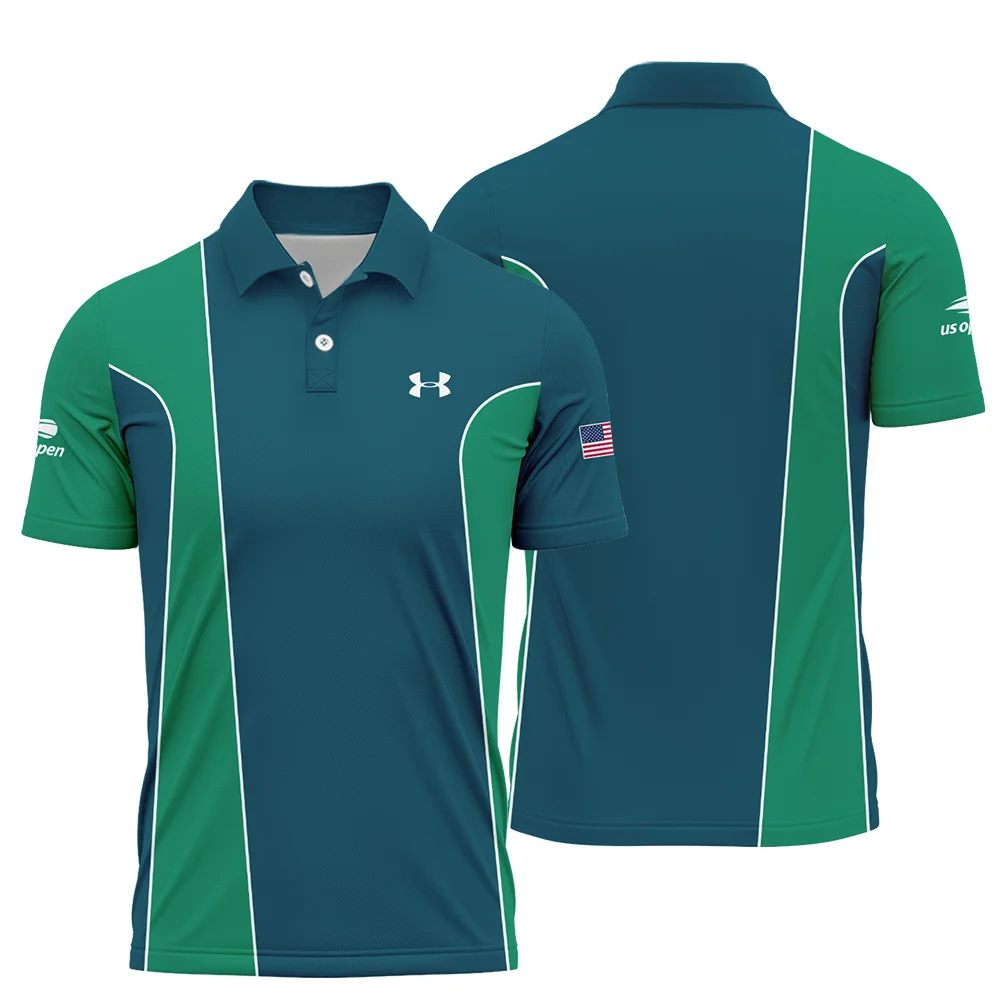 Very Dark Cyan Green Background US Open Tennis Under Armour Polo Shirt Style Classic PLK1008