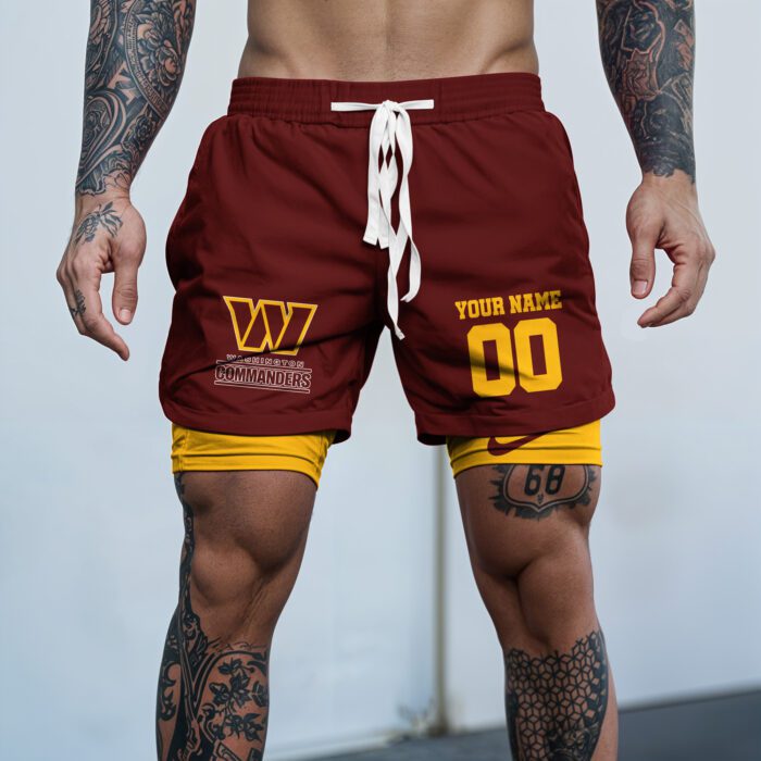 Washington Commanders NFL Double Layer Shorts Custom Your Name And Number WDS1063