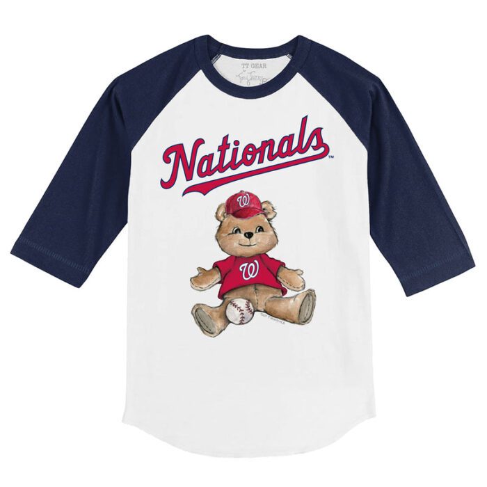 Washington Nationals Boy Teddy 3/4 Navy Blue Sleeve Raglan Shirt