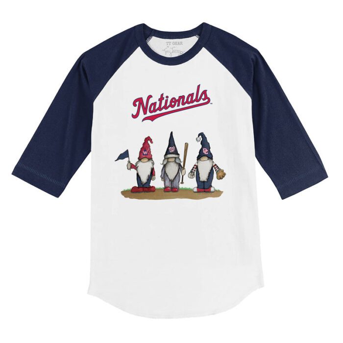 Washington Nationals Gnomes 3/4 Navy Blue Sleeve Raglan Shirt