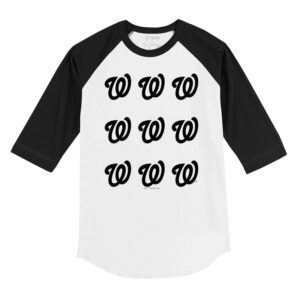 Washington Nationals Logo Grid 3/4 Black Sleeve Raglan Shirt