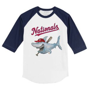 Washington Nationals Shark 3/4 Navy Blue Sleeve Raglan Shirt
