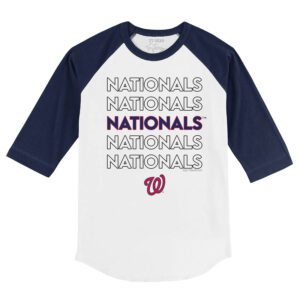 Washington Nationals Stacked 3/4 Navy Blue Sleeve Raglan Shirt