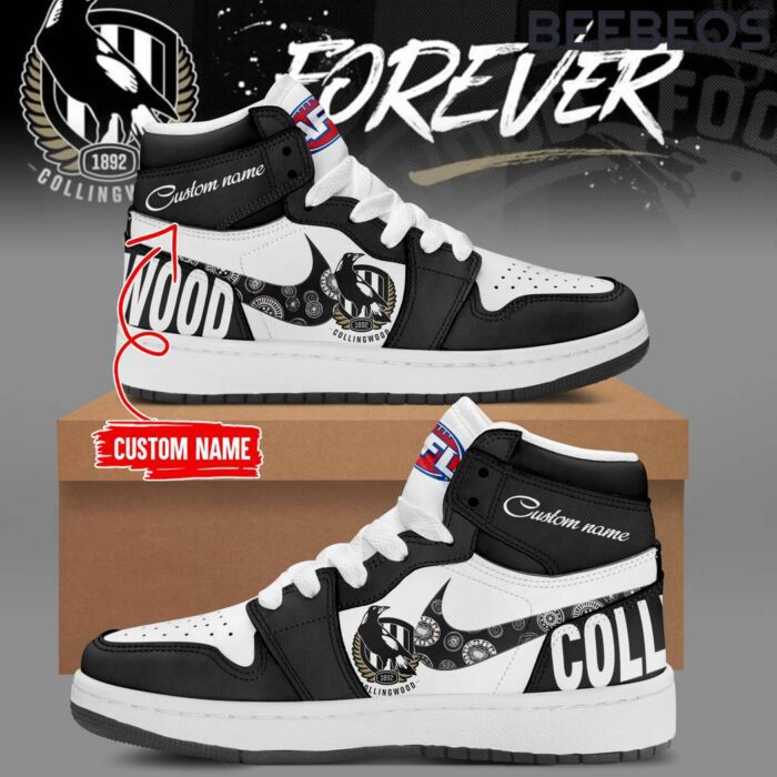 AFL Collingwood Magpies Air Jordan 1 High Top Shoes JD1 Sneakers BJD5038