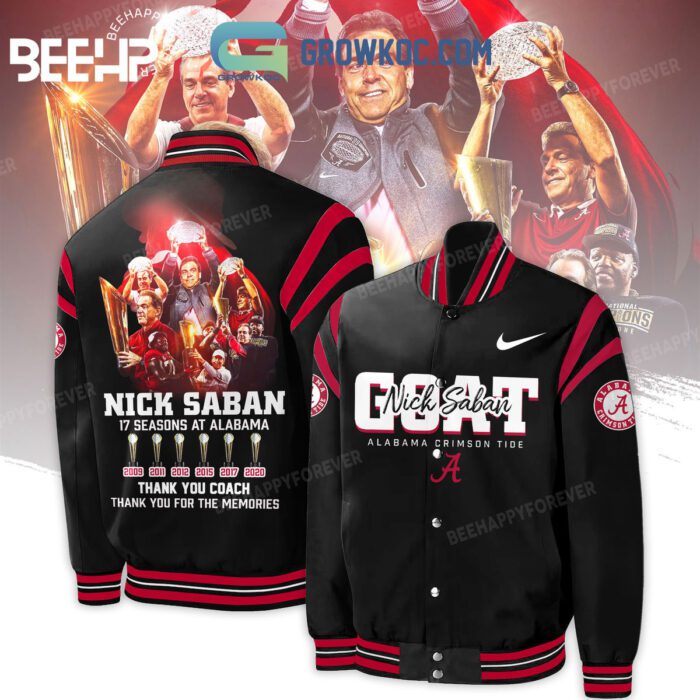 Alabama Crimson Tide Nick Saban 17 Seasons Memories Baseball Jacket GBJ1416