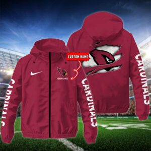 Arizona Cardinals NFL Windbreaker Outdoor Jacket Custom Name WWB1032